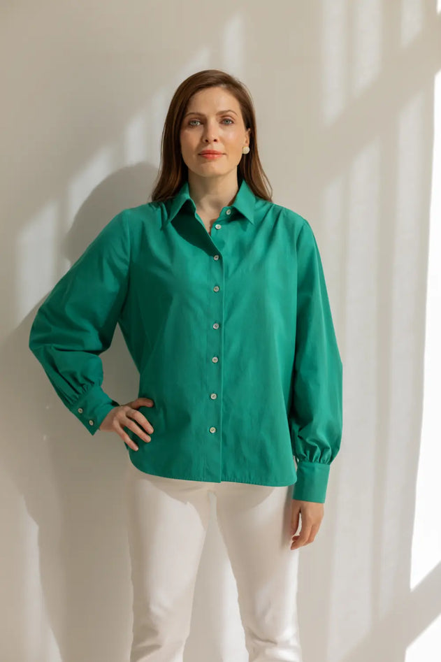 Noel Button-up Shirt Emerald Green