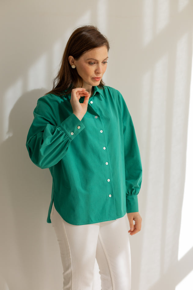 Noel Button-up Shirt Emerald Green