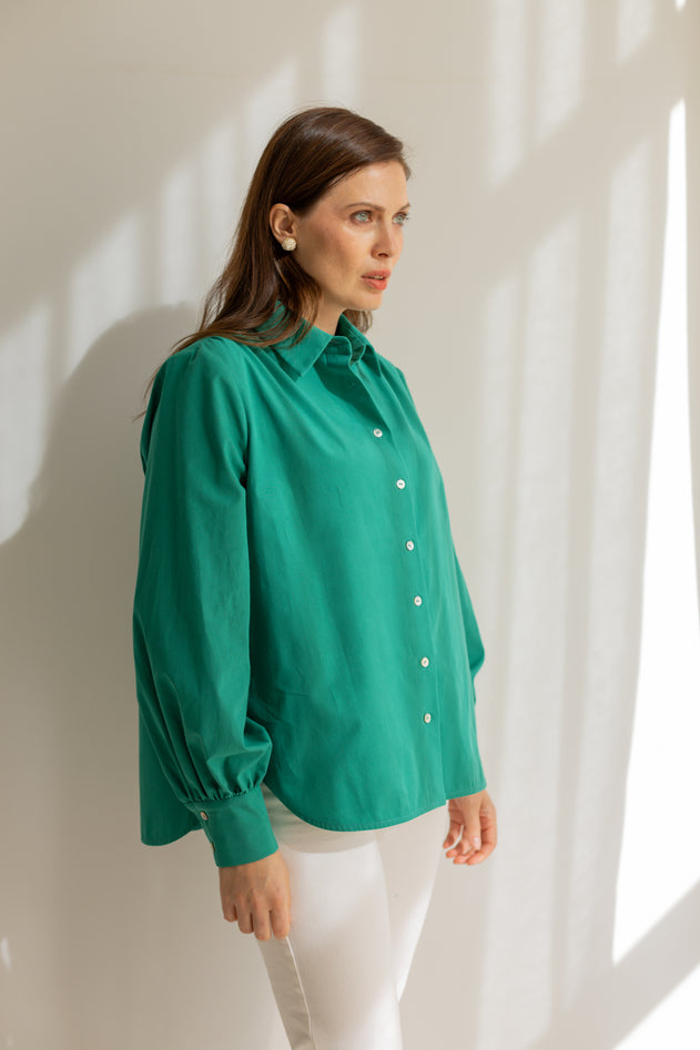 Noel Button-up Shirt Emerald Green