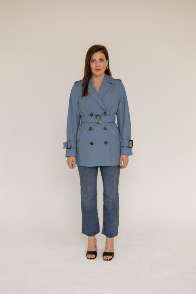 Short Trench Coat Blue
