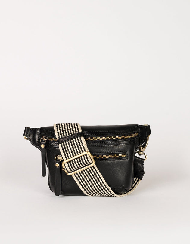 Beck's Bum Bag Black Checkered Stromboli Leather