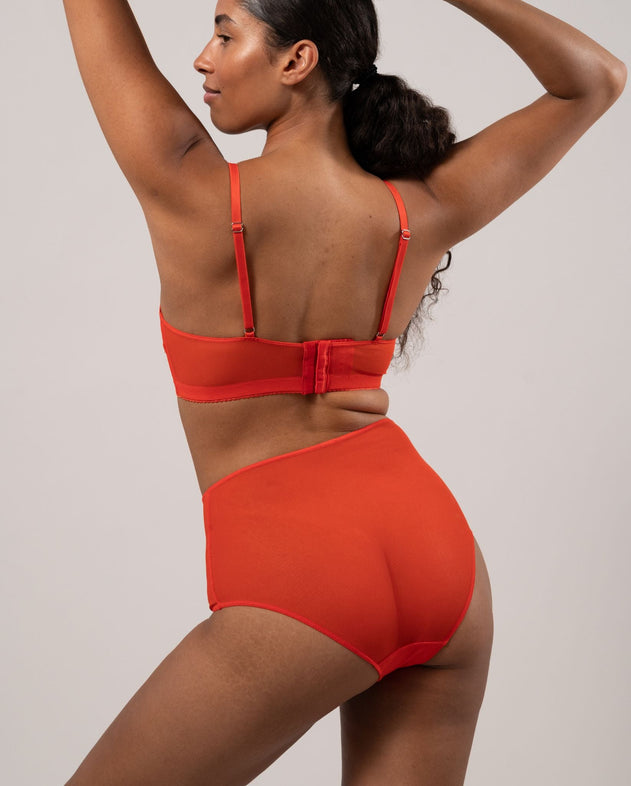 Mesh Highwaist Briefs 3-Pack Fiery Red