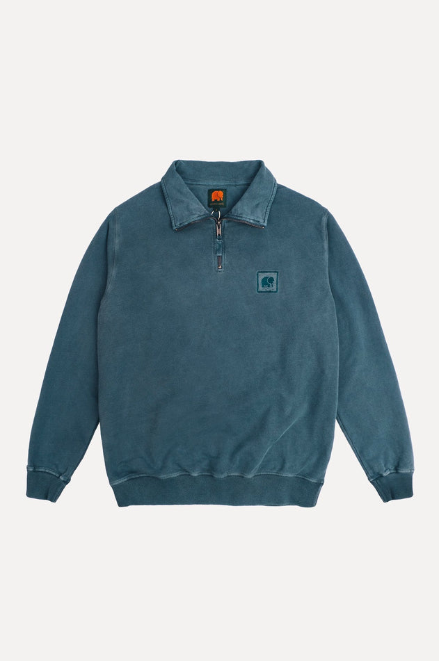 Men's Sauce Pigment Quarter Zip Sweater Elm Green