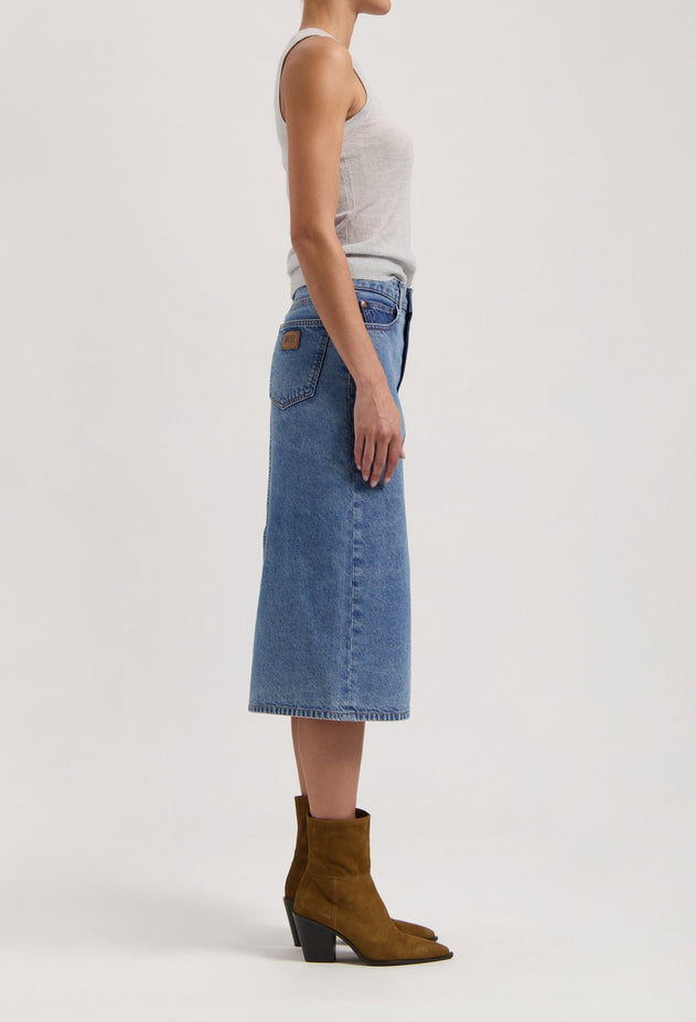 Gwen Denim Midi Skirt Stone Vintage