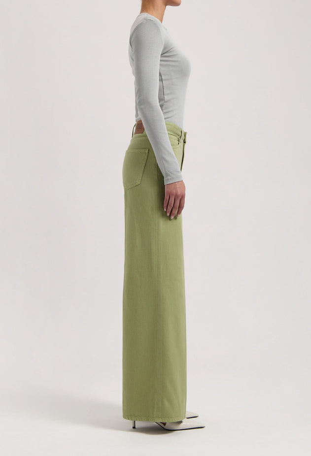 Sara High Loose Flow Jeans Olive