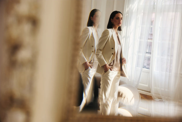 Double-Breasted Blazer Ecru