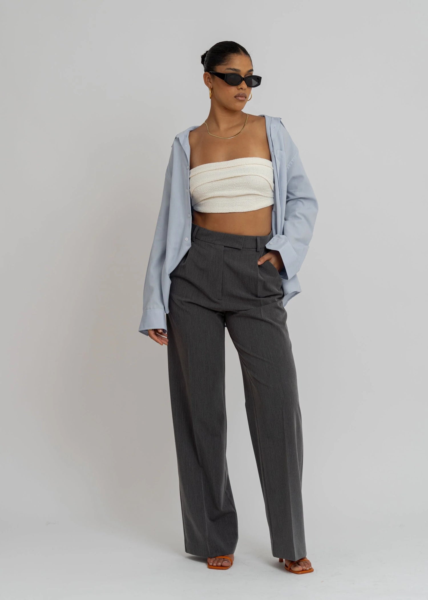 Jagger Getailleerde Broek Grijs