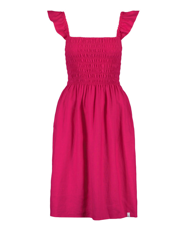 Ariela Linen Dress Peacock Pink