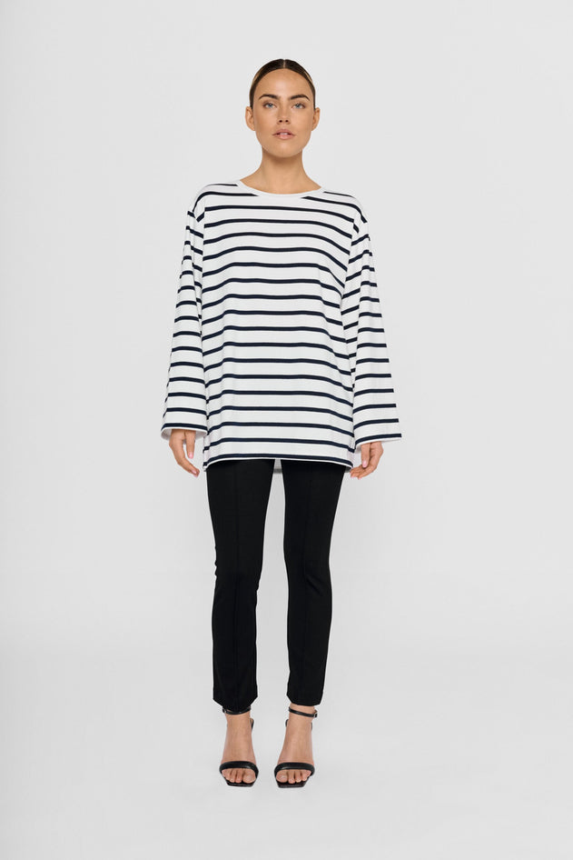 Breton Top Striped White