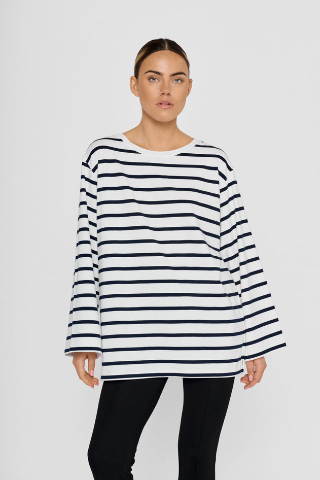 Breton Top Striped White