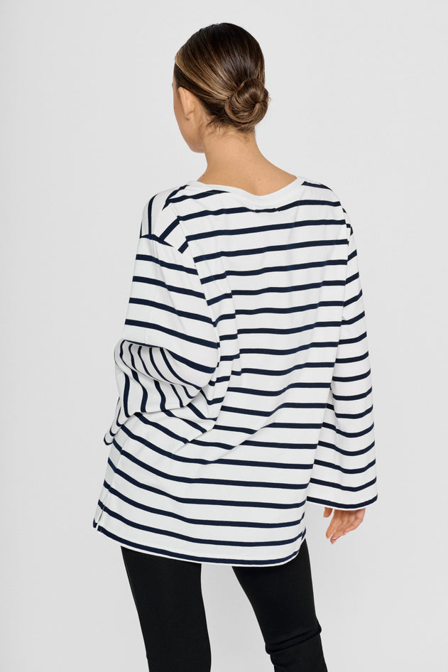 Breton Top Striped White