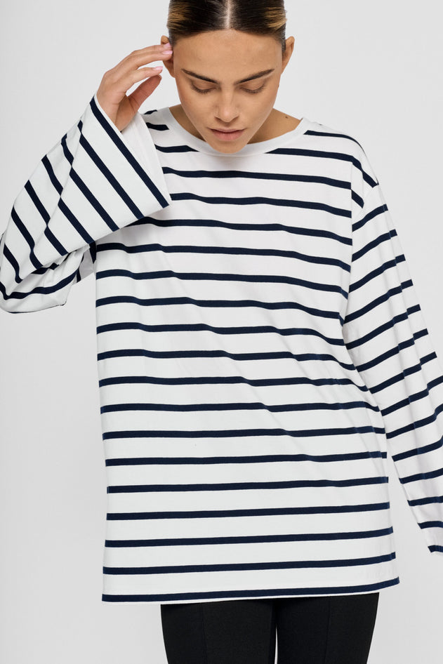 Breton Top Striped White