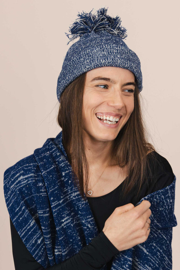 The Hemp Wool Bobble Beanie Blue