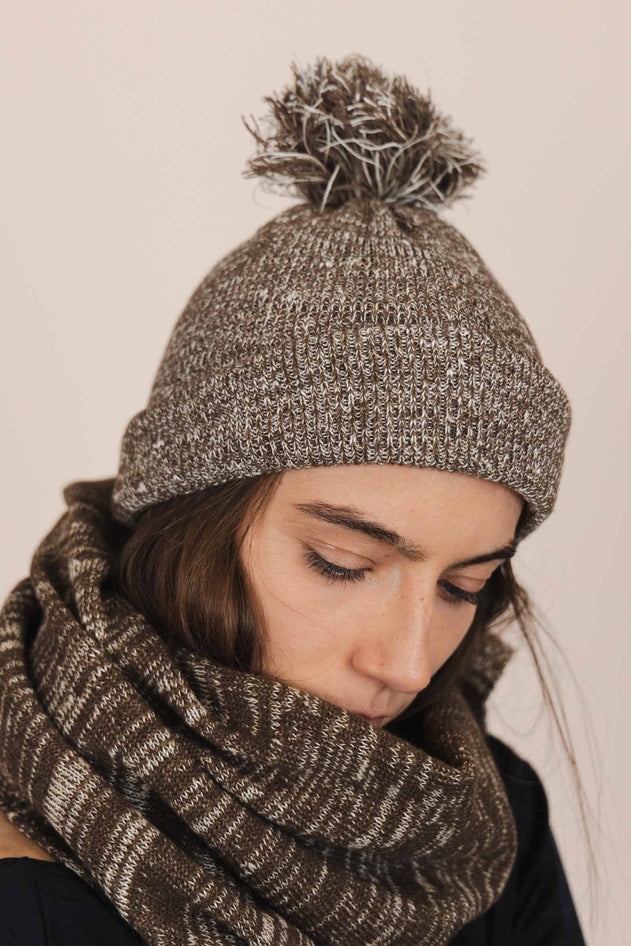 The Hemp Wool Bobble Beanie Brown