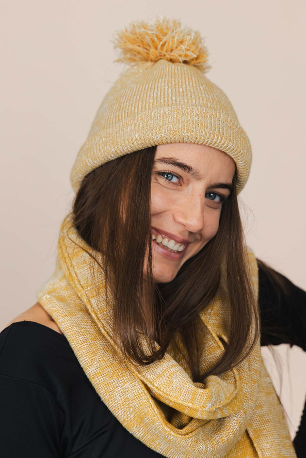 The Hemp Wool Bobble Beanie Yellow