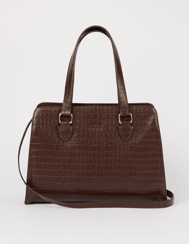 Blair Bag Chocolate Croco Print Leather