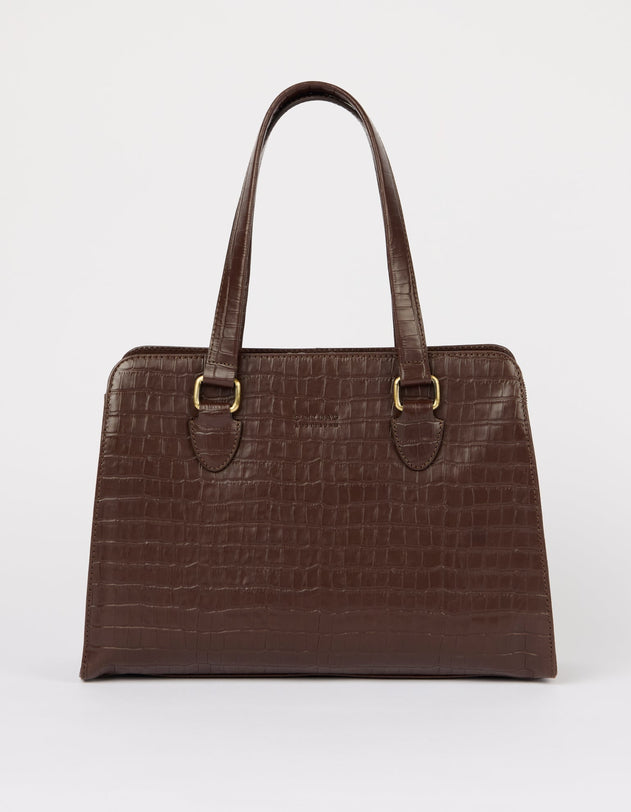 Blair Bag Chocolate Croco Print Leather