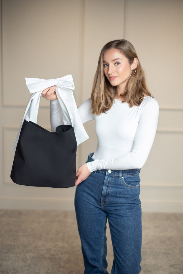 Rainsisters Bow Tote Bag Black Moonlight