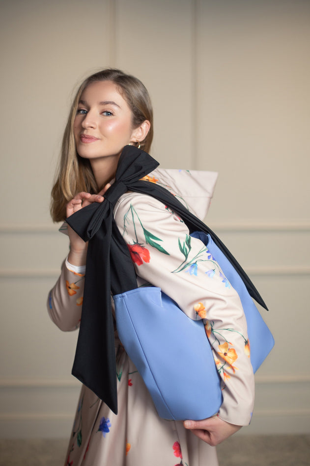 Rainsisters Bow Tote Bag Blue Cloud