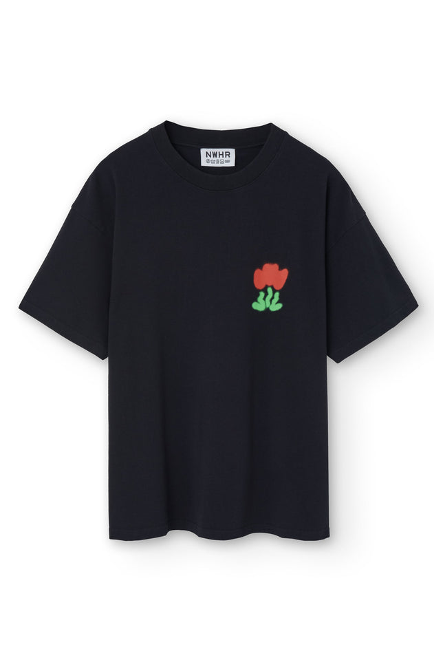 Tulip Print T-Shirt Black