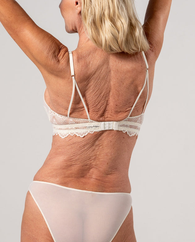 Lace Mesh Triangle Bralette Cream