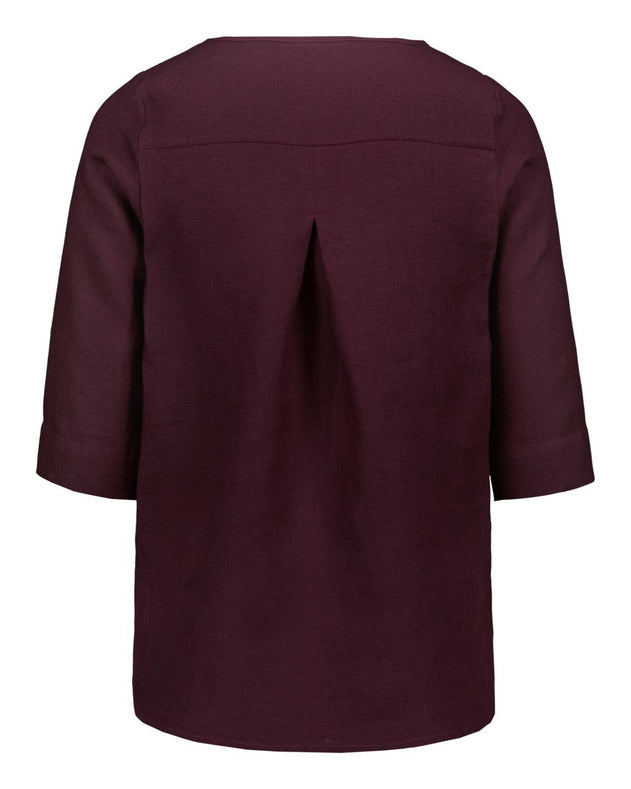 Classic Linen Blouse Merlot Red - IVALO.COM