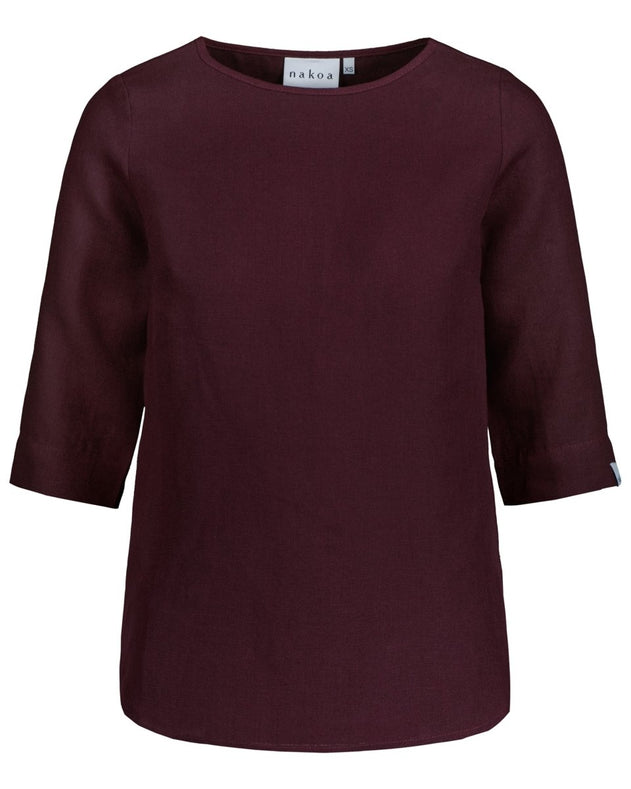 Classic Linen Blouse Merlot Red - IVALO.COM