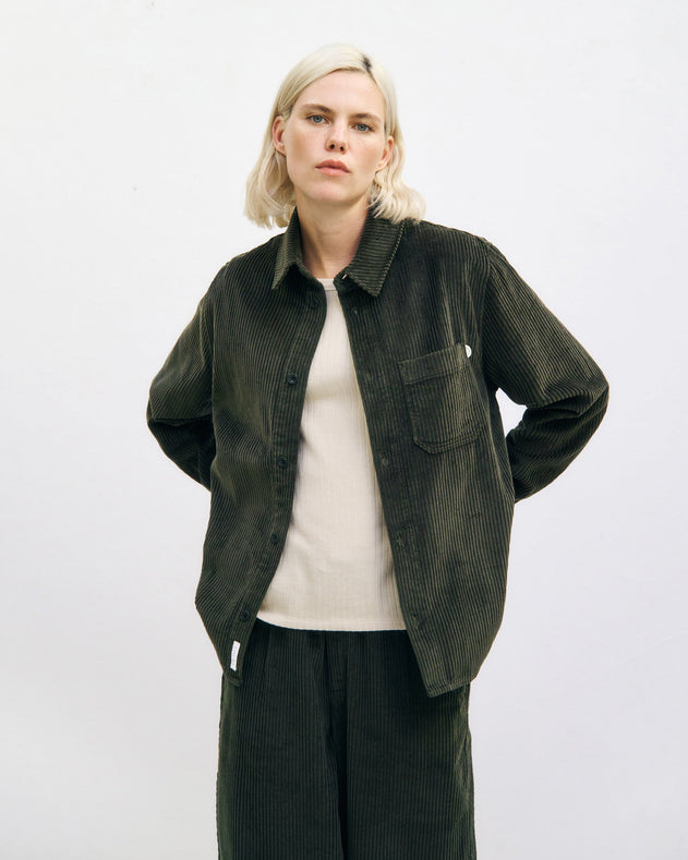 Cord Casual Shirt Dark Green