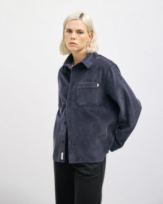 Cord Casual Shirt Stone Blue