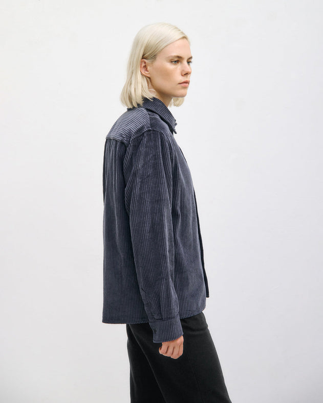Cord Casual Shirt Stone Blue