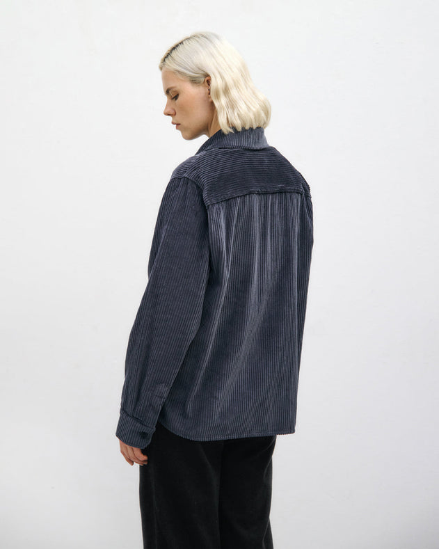 Cord Casual Shirt Stone Blue