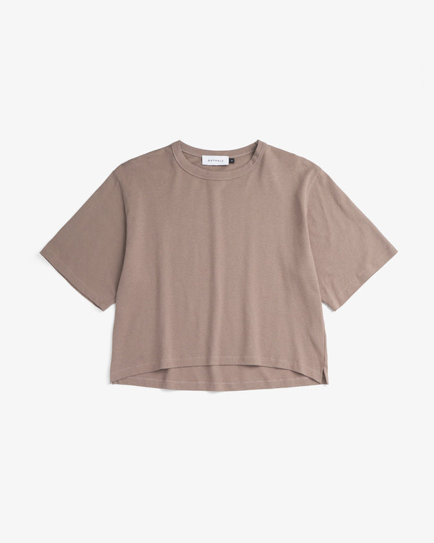 Cropped Waffle T-shirt Washed Brown