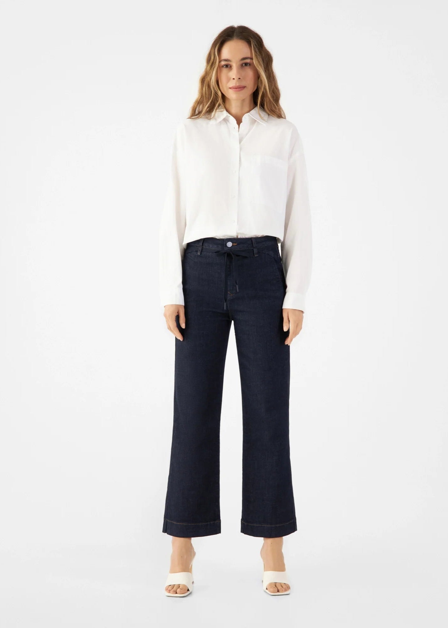 Dew Flared Cropped Jeans Raw Blue