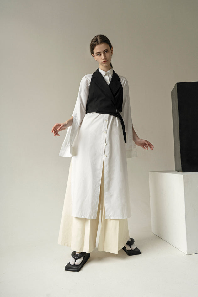 Witte mouwen knop tuniek shirt