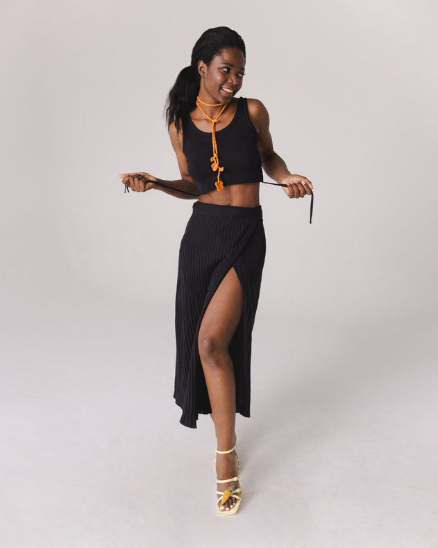 Drebulė Cotton Crop Top Black