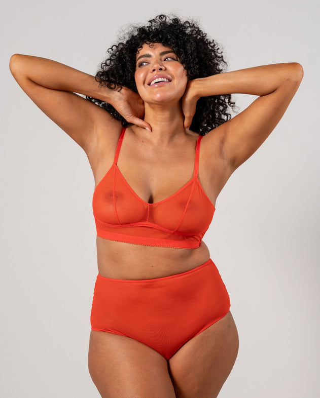 Mesh Highwaist Briefs 3-Pack Fiery Red
