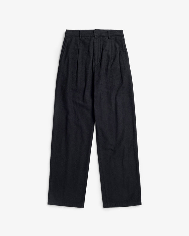 High-Waist Flannel Pants True Black