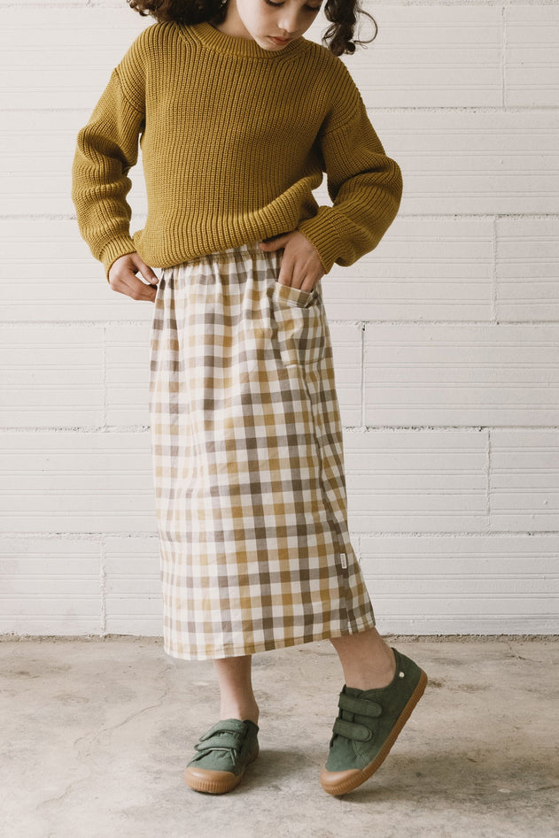 Kids' Hadiya Midi Skirt Yellow Vichy
