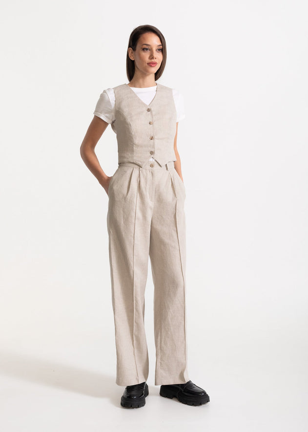 Women's Figa Linen Trousers Beige