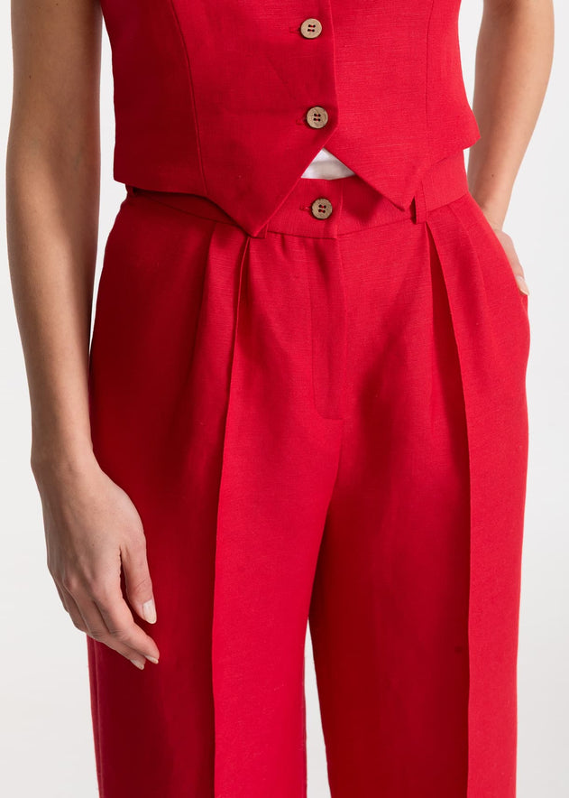 Women's Figa Linen Trousers Red