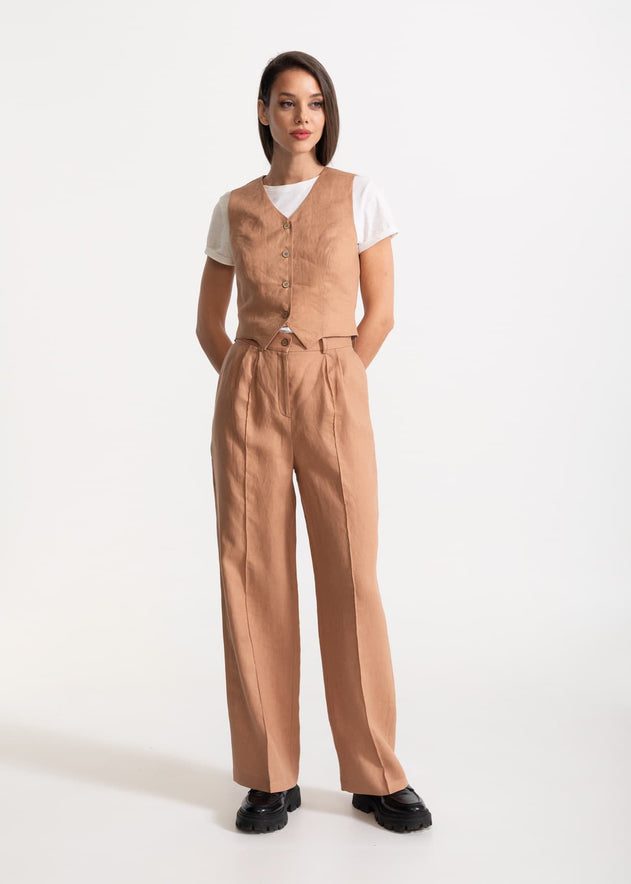 Women's Figa Linen Trousers Cappuccino