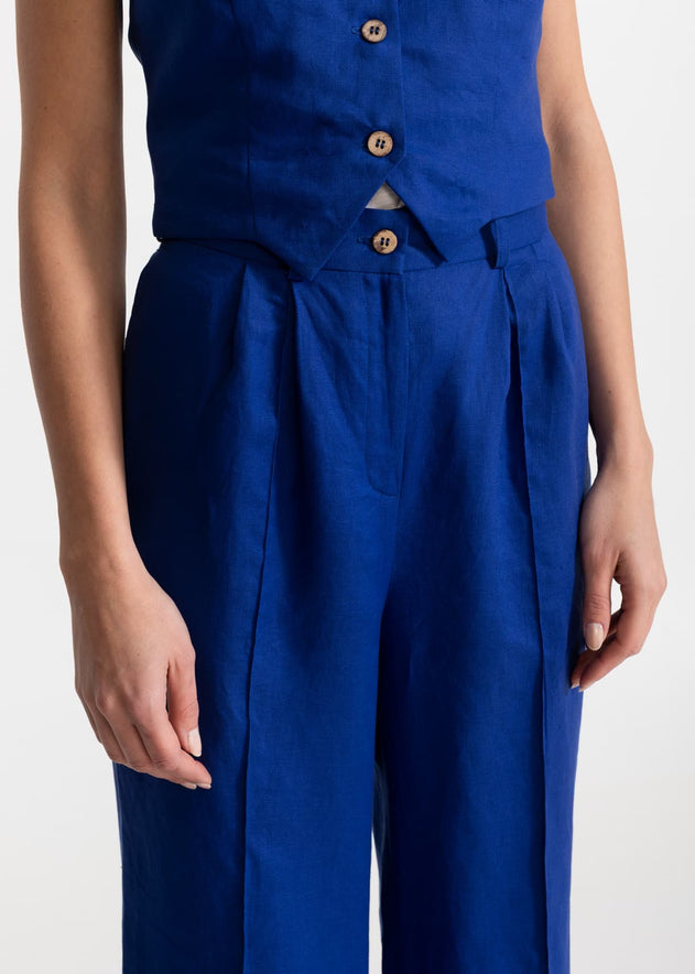 Women's Figa Linen Trousers Royal Blue