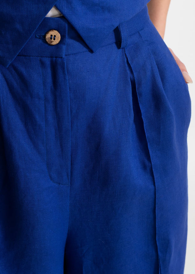 Women's Figa Linen Trousers Royal Blue