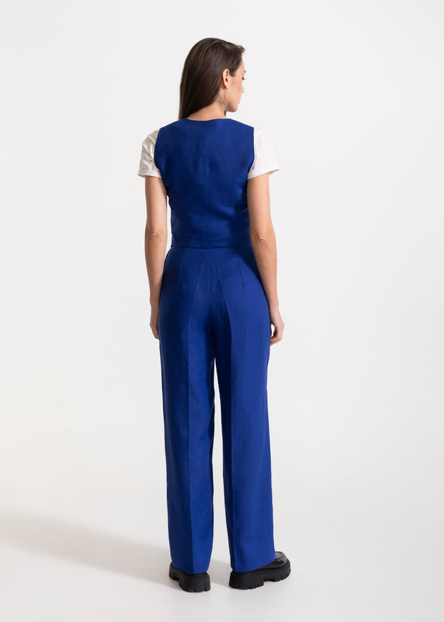 Women's Figa Linen Trousers Royal Blue