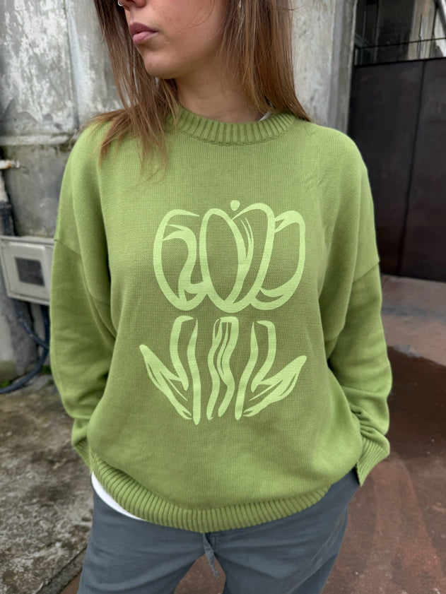 Printed Tulip Sweater Green