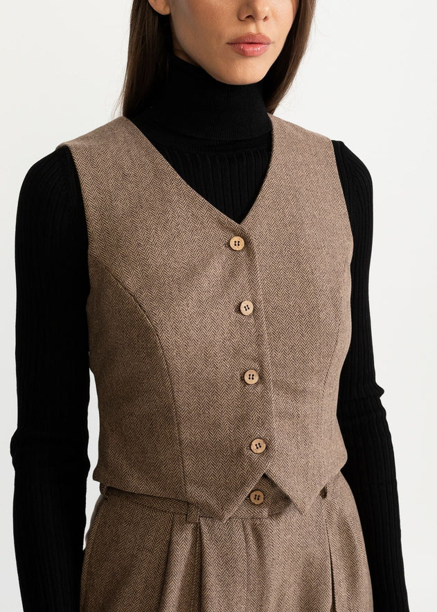 Women's Figa Wool Waistcoat Brown