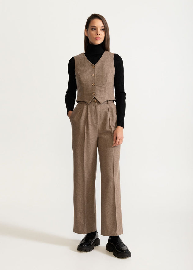 Women's Figa Wool Waistcoat Brown