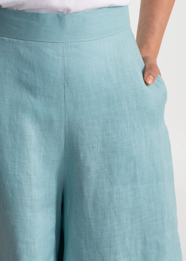 Women's Palazzo Linen Pants Aqua