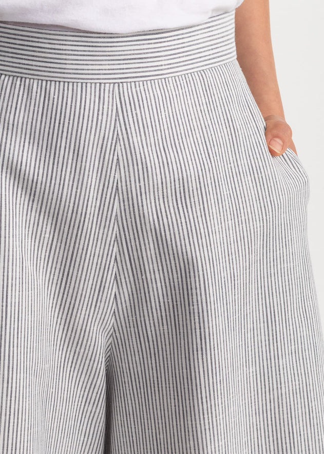 Women's Palazzo Cotton Pants Grey Stripes