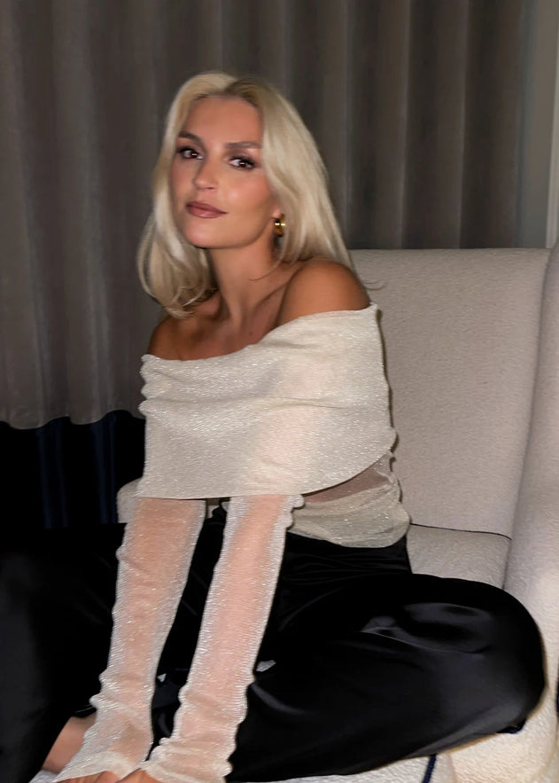 Bardot Shimmery Top Golden Beige
